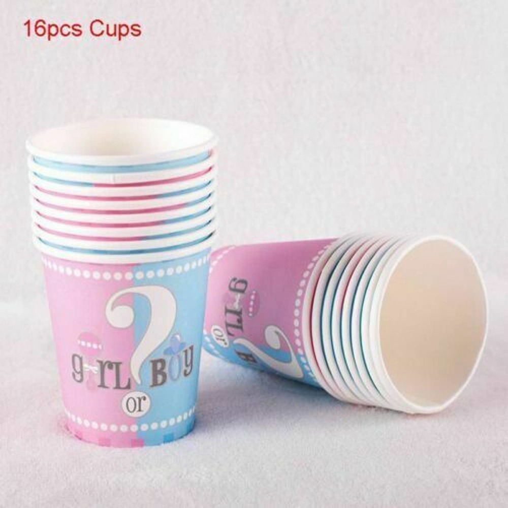 16 PK Gender Reveal Party Boy Girl 16 Ct Hot Cold 9 oz Paper Cups